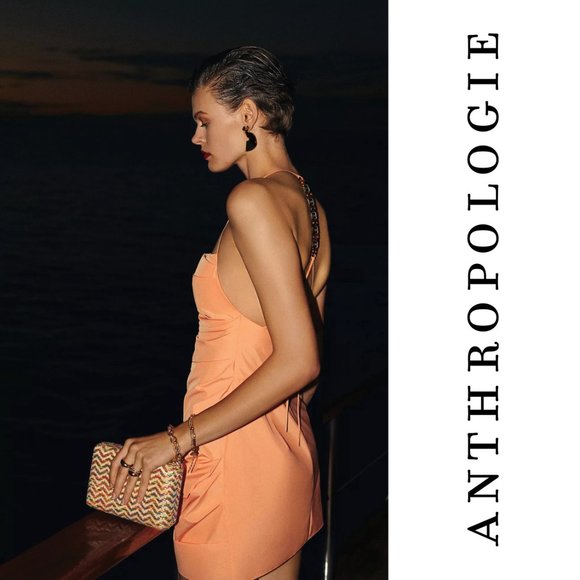 BRAND NEW Amanda Uprichard Chain Mini Dress in Bright Coral Orange Sz L - Picture 5 of 5